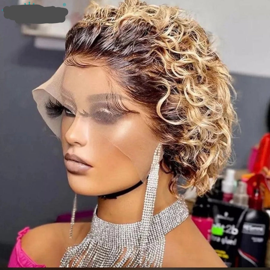 Chic Curly Frontal Pixie Wig