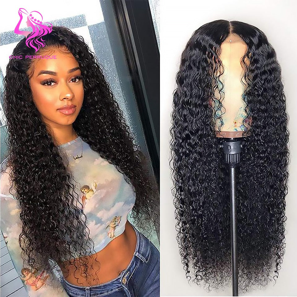 Deep curly glueless wig